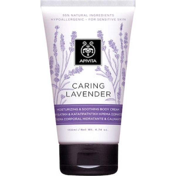 APIVITA Caring Lavender Υποαλλεργική, Ενυδατική & Καταπραϋντική Κρέμα Σώματος με Λεβάντα & Ελαιόλαδο, 150ml