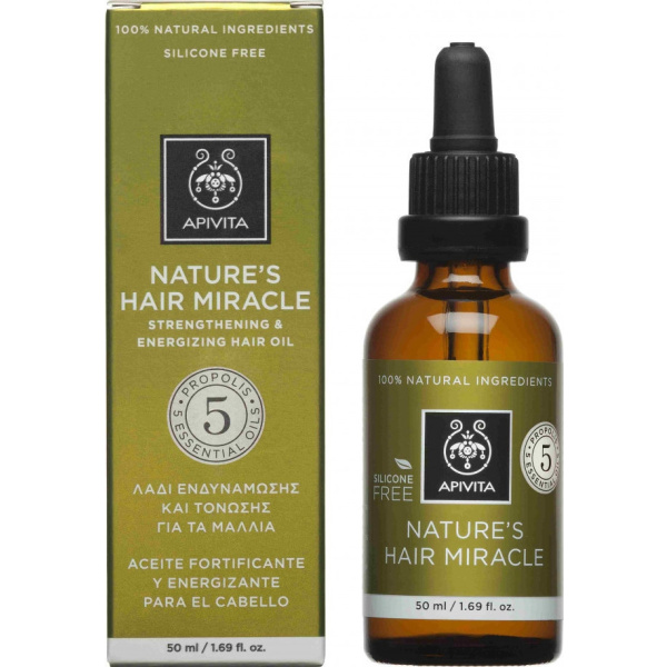APIVITA Nature's Hair Miracle Λάδι Ενδυνάμωσης & Τόνωσης για τα Μαλλιά με Πρόπολη & 5 Αιθέρια Έλαια 50ml