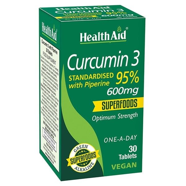 HEALTH AID Curcumin 3 Κουρκουμίνη με Πιπερίνη 30tabs, 600mg
