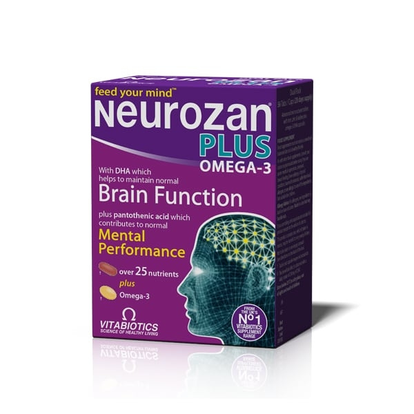 VITABIOTICS Neurozan Plus Omega-3 Συμπλήρωμα Διατροφής που Ενισχύει την Εγκεφαλική Λειτουργία, 28 δισκία & 28 κάψουλες