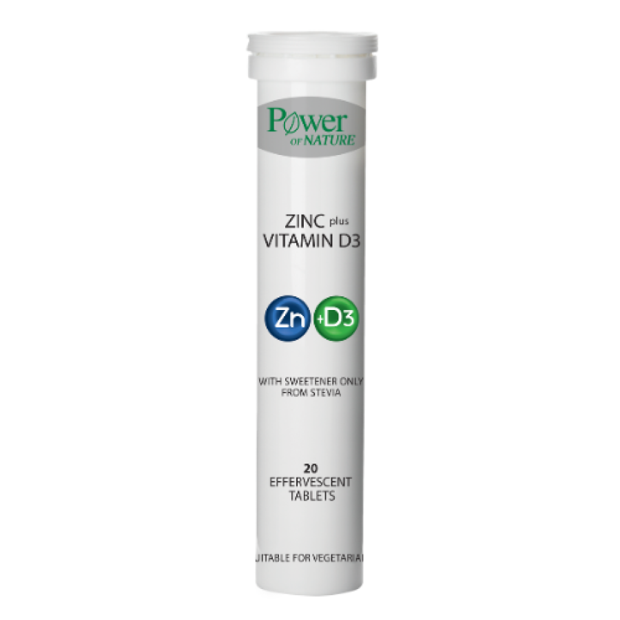 POWER HEALTH Zinc Plus Vitamin D3 2000IU Stevia 20S tabs + 1 Δώρο 20S tabs