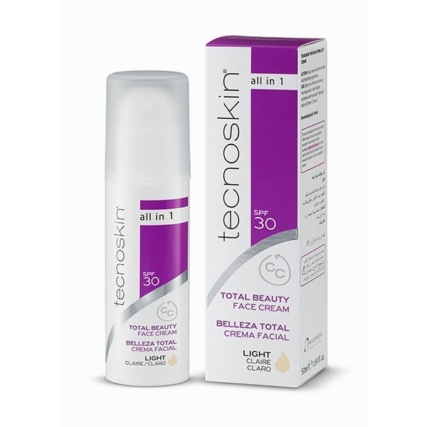 TECNOSKIN Total Beauty Face Cream Light, Αντιρυτιδική Κρέμα Προσώπου Αll in Οne SPF 30 - Light Aπόχρωση 50ml