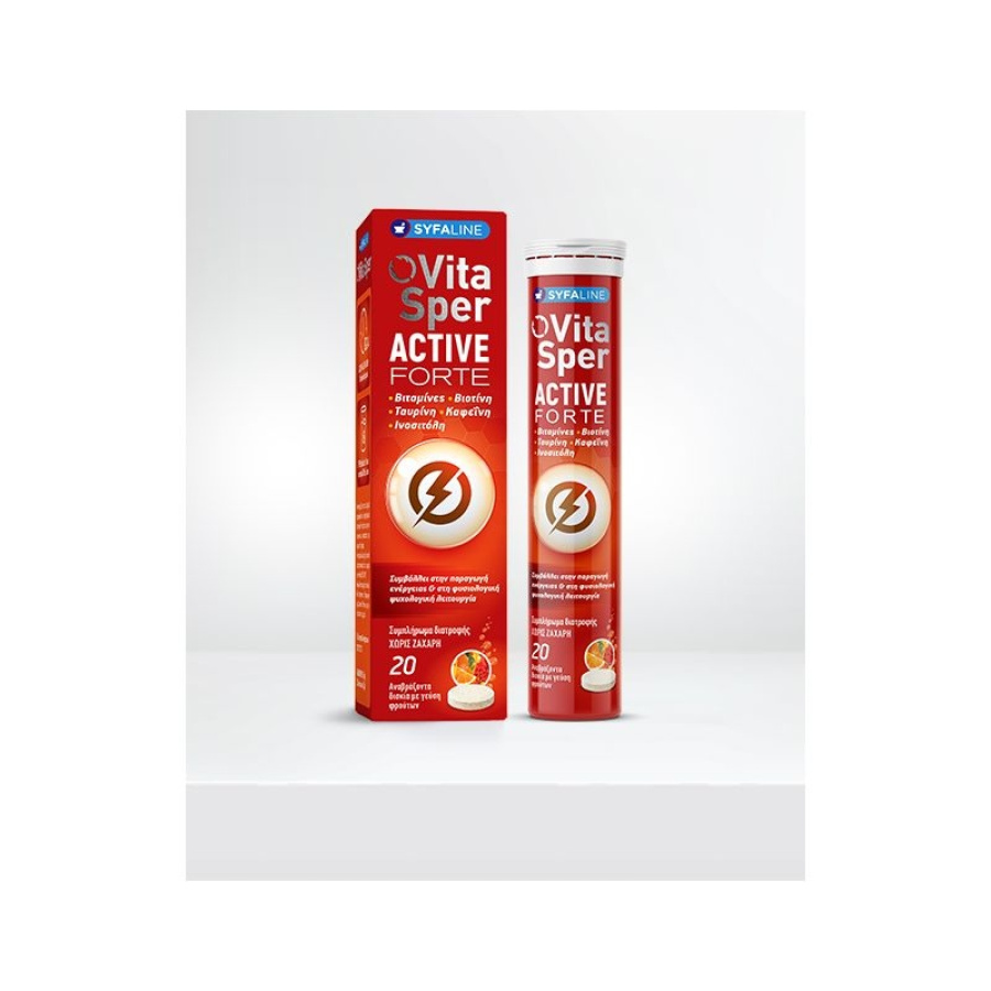 VITASPER Active Forte Vitamins & Minerals Πολυβιταμίνες Για Τόνωση & Ενίσχυση Του Οργανισμού Με Γεύση Tutti Fruti Flavor 20 Αναβράζοντα Δισκία